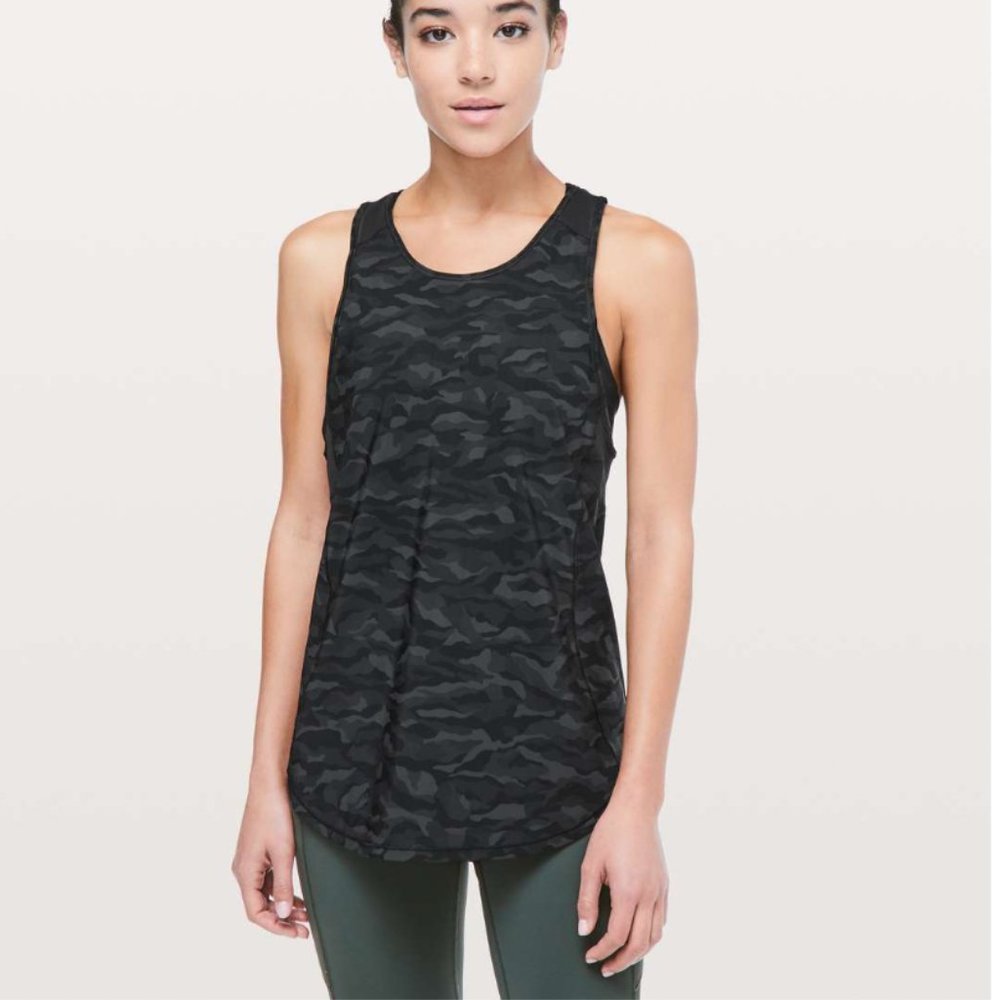 Lululemon Sculpt Tank II Sequoia Camo Print Deep Coal Black/Black 4 - Picture 1 of 13